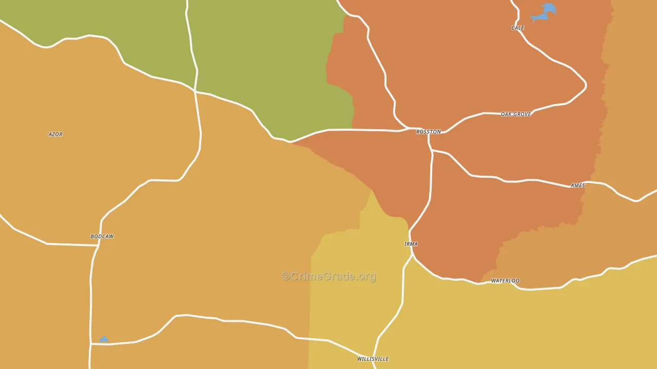 Rosston, AR Map of Vandalism Rates
