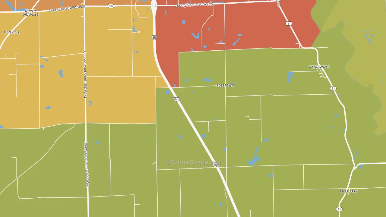 Rosstown, IN Map of Vandalism Rates