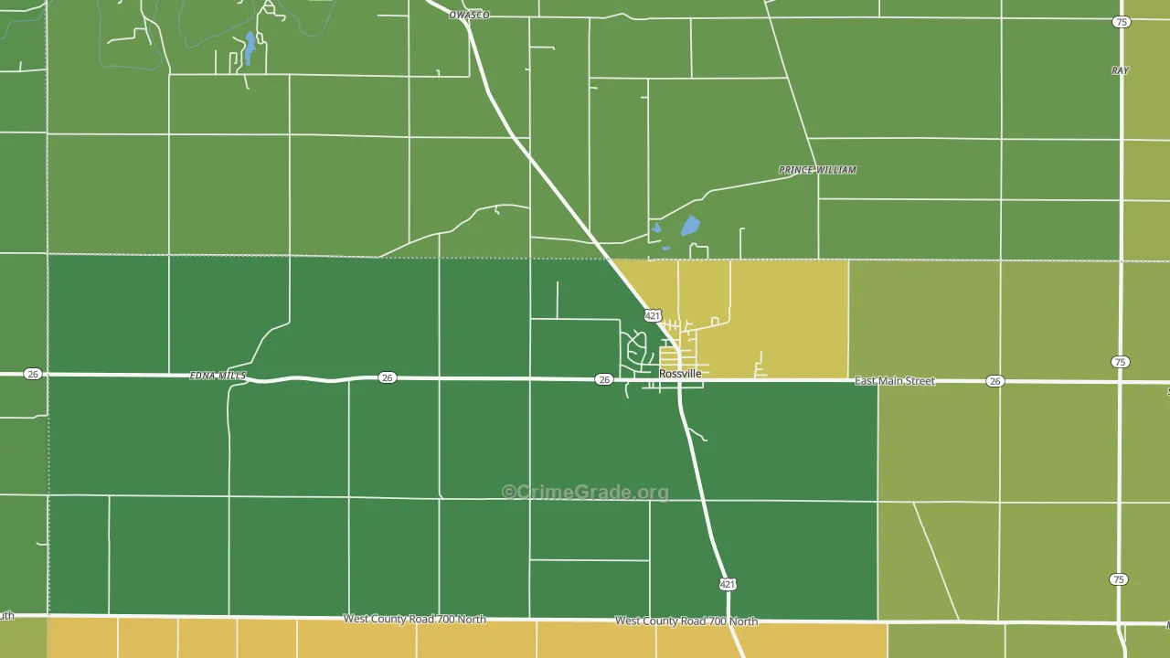 Rossville, IN Map of Vandalism Rates