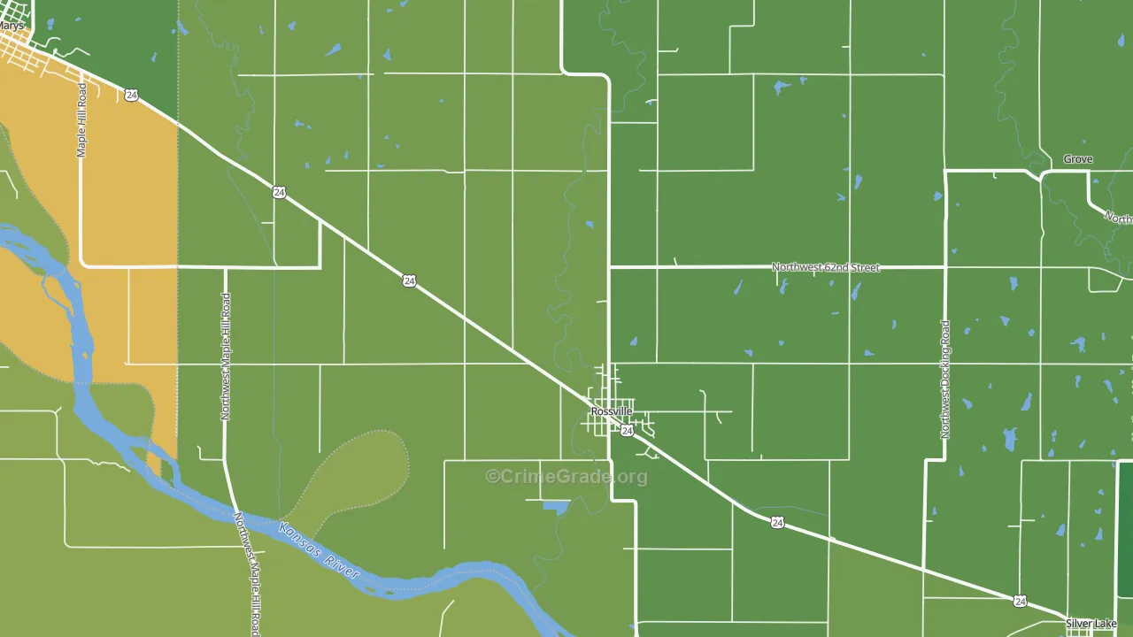 Rossville, KS Map of Vandalism Rates