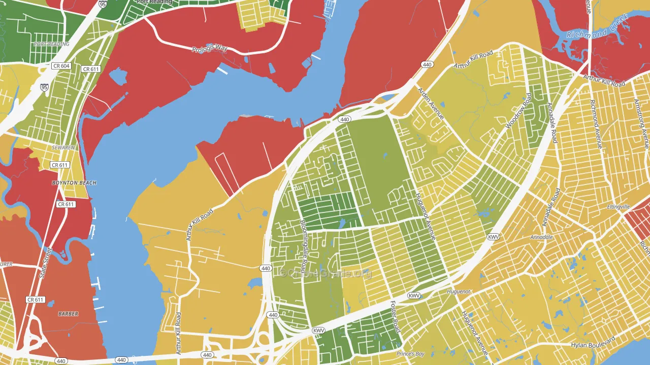 Rossville, Staten Island, NY Map of Vandalism Rates