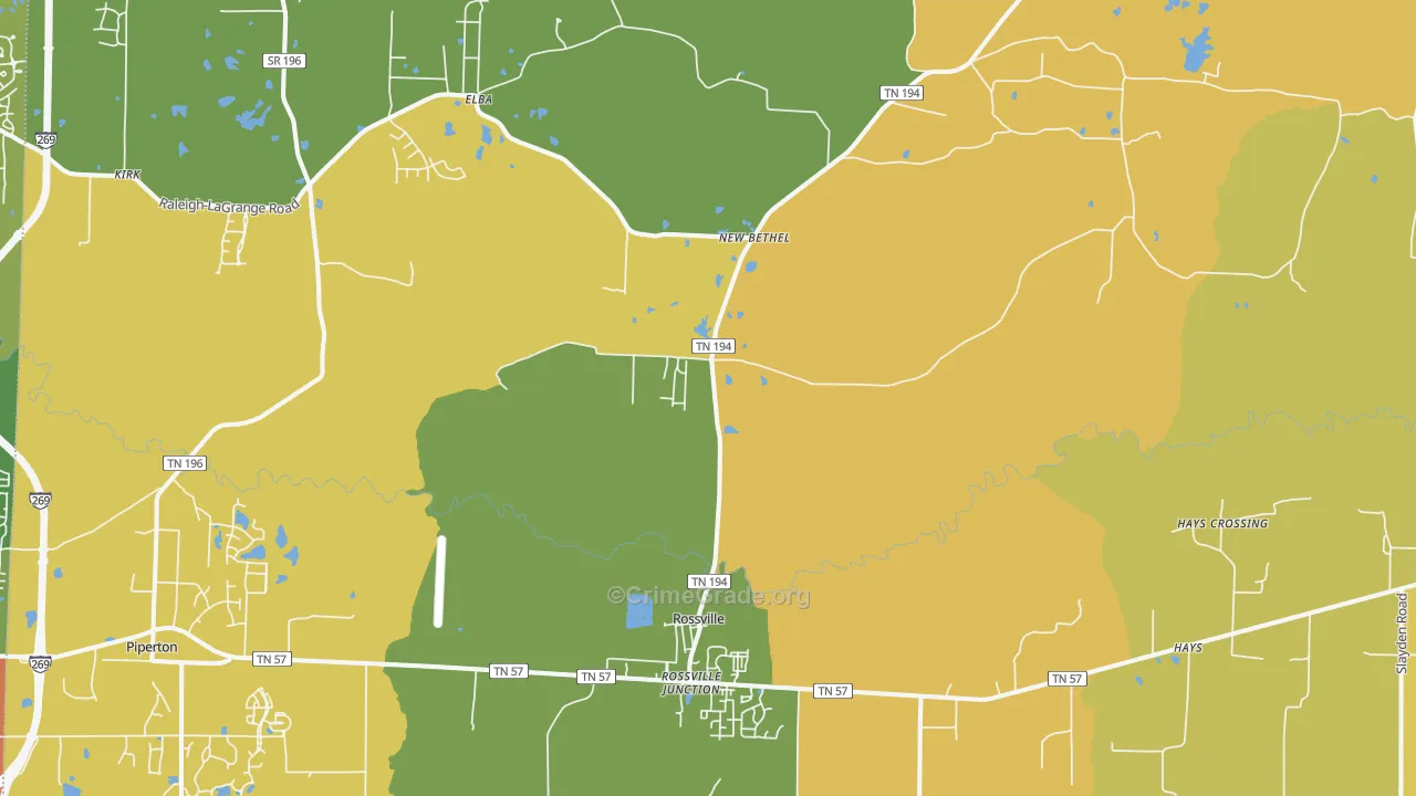 Rossville, TN Map of Vandalism Rates