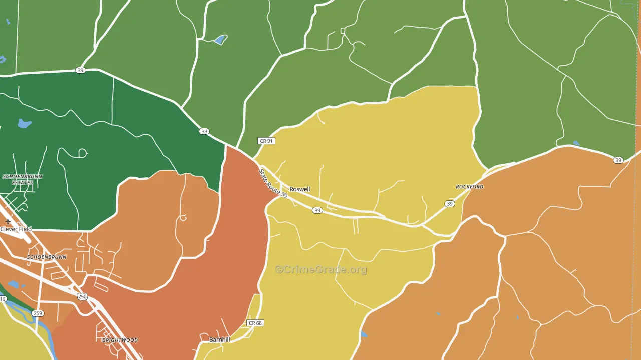 Roswell, OH Map of Vandalism Rates