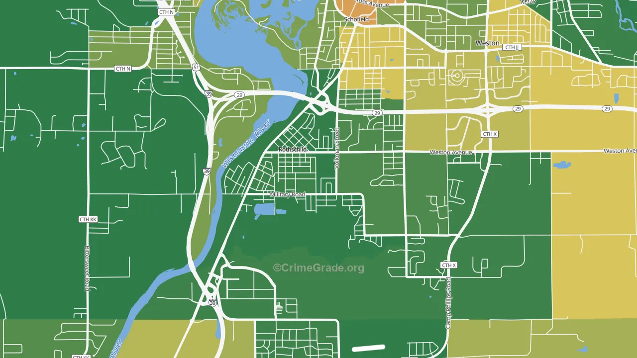 Rothschild, WI Map of Vandalism Rates