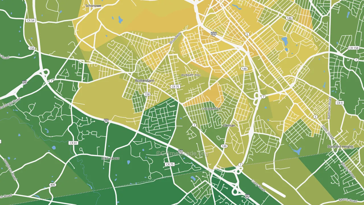 Rotterdam, NY Map of Vandalism Rates
