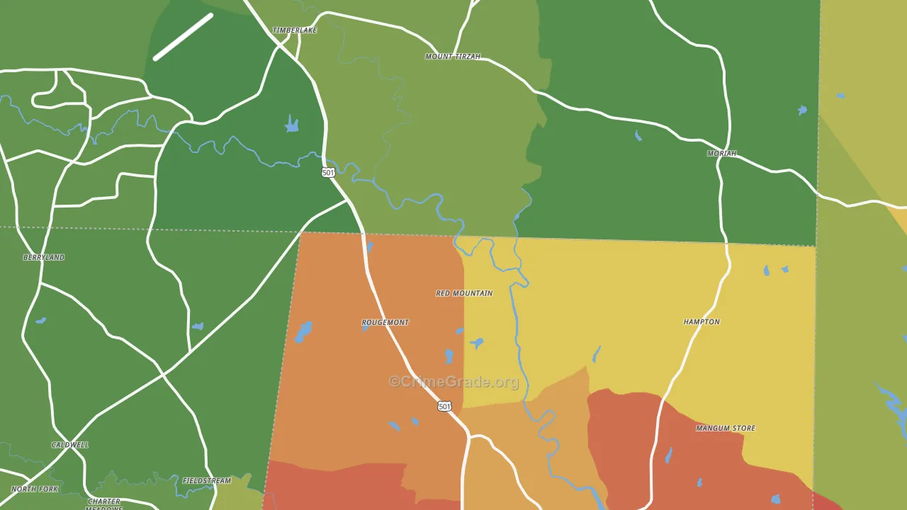 Rougemont, NC Map of Vandalism Rates
