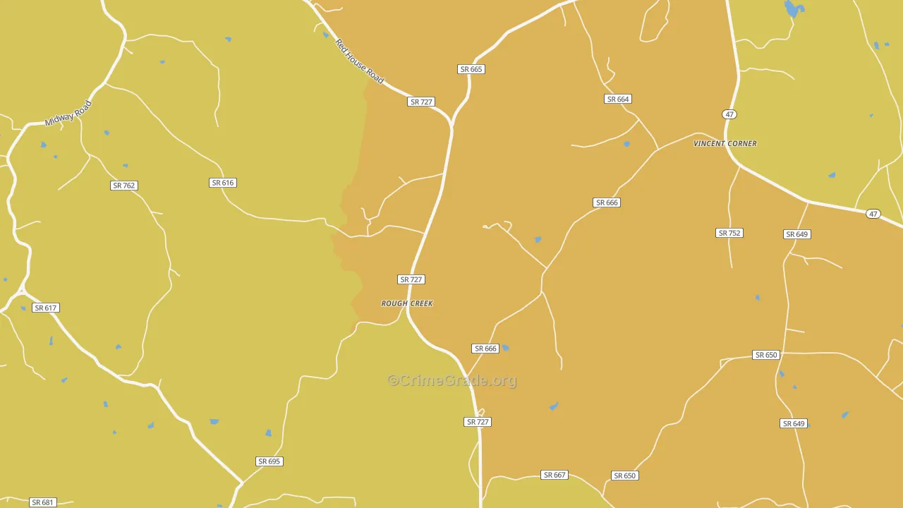 Rough Creek, VA Map of Vandalism Rates