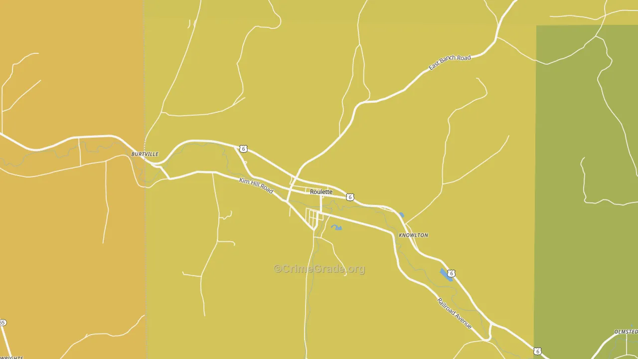 Roulette, PA Map of Vandalism Rates