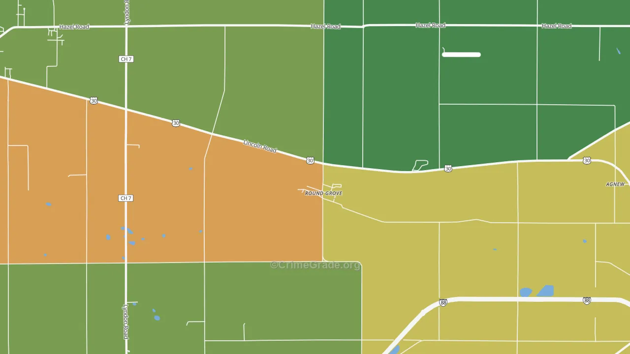 Round Grove, IL Map of Vandalism Rates