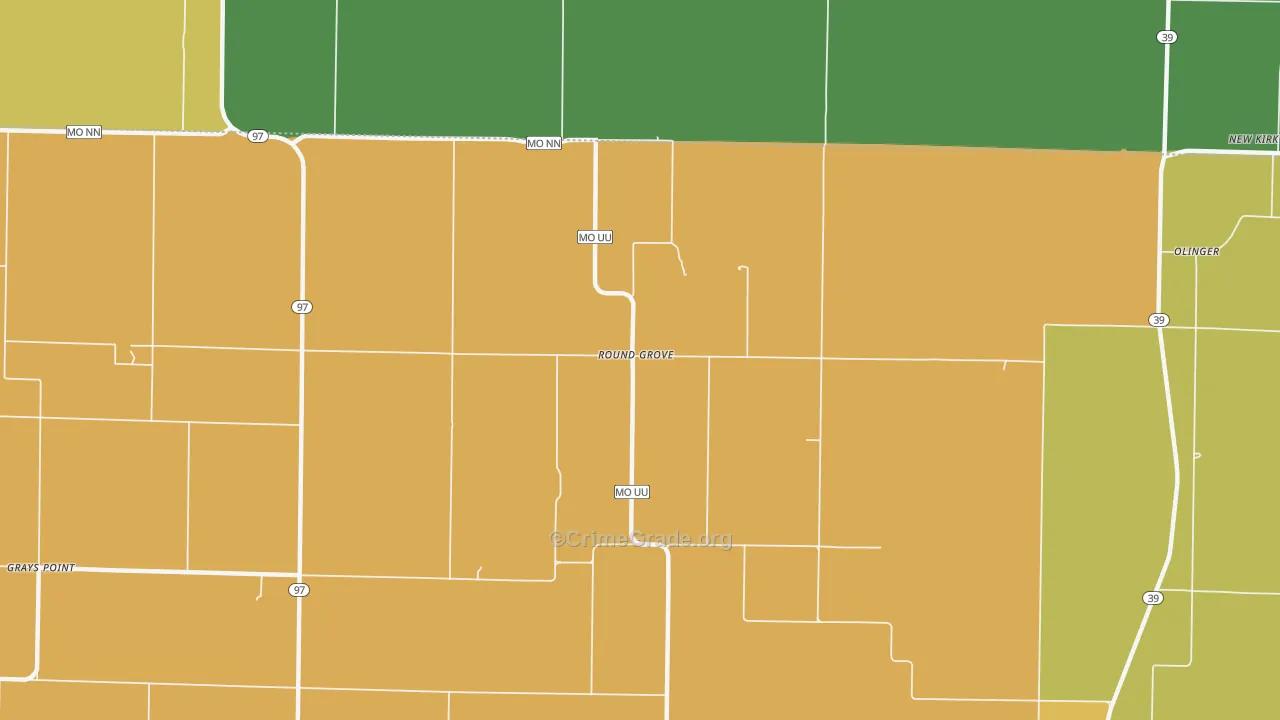 Round Grove, MO Map of Vandalism Rates