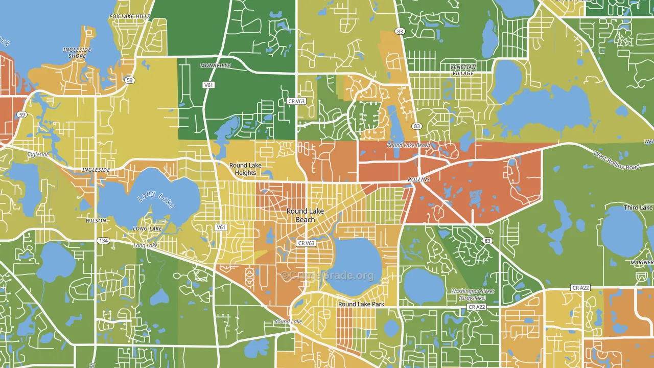 Round Lake Beach, IL Map of Vandalism Rates