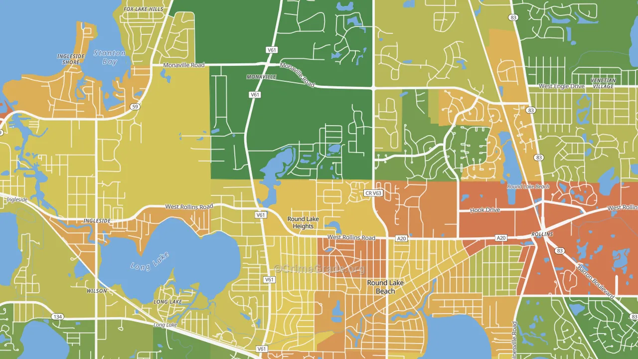 Round Lake Heights, IL Map of Vandalism Rates