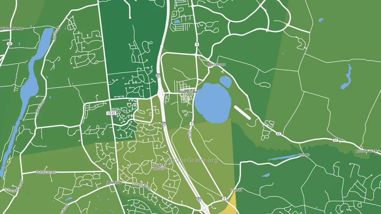 Round Lake, NY Map of Vandalism Rates