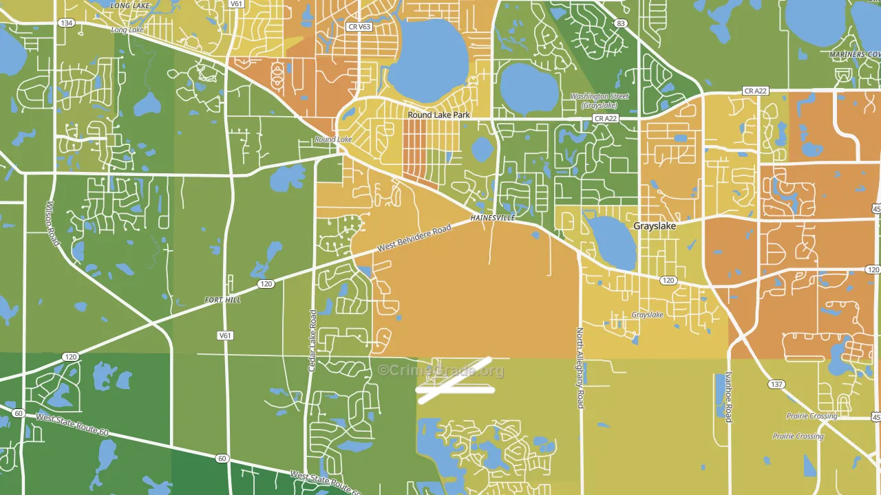 Round Lake Park, IL Map of Vandalism Rates