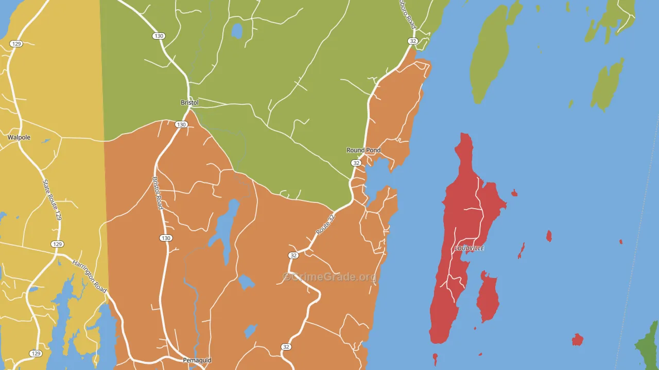 Round Pond, ME Map of Vandalism Rates