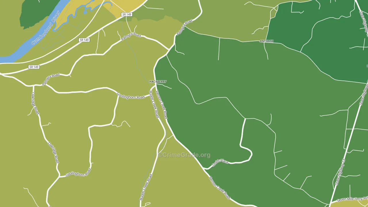 Round Pond, TN Map of Vandalism Rates