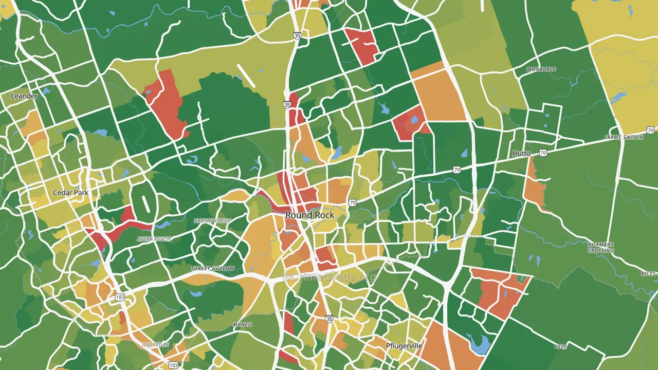 Round Rock, TX Map of Vandalism Rates