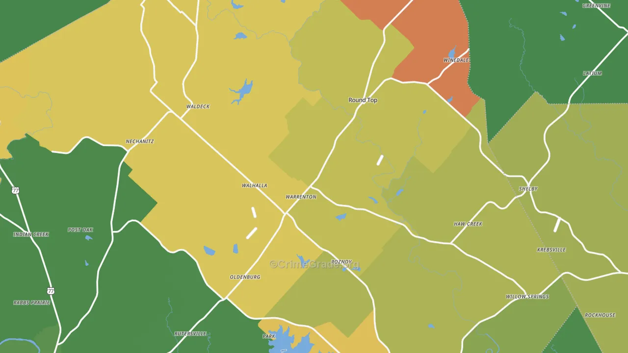 Round Top, TX Map of Vandalism Rates