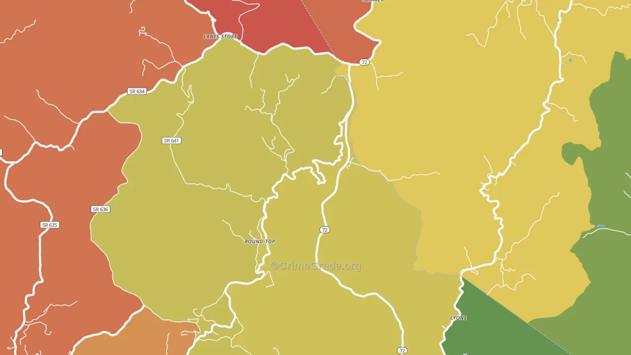 Round Top, VA Map of Vandalism Rates