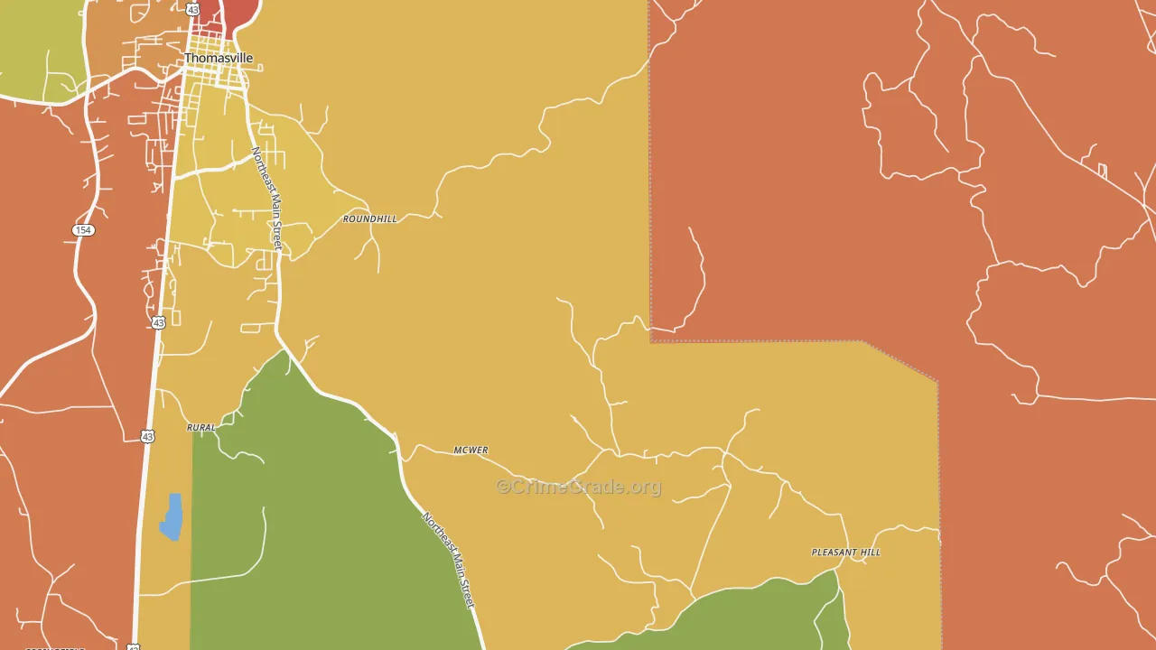 Roundhill, AL Map of Vandalism Rates