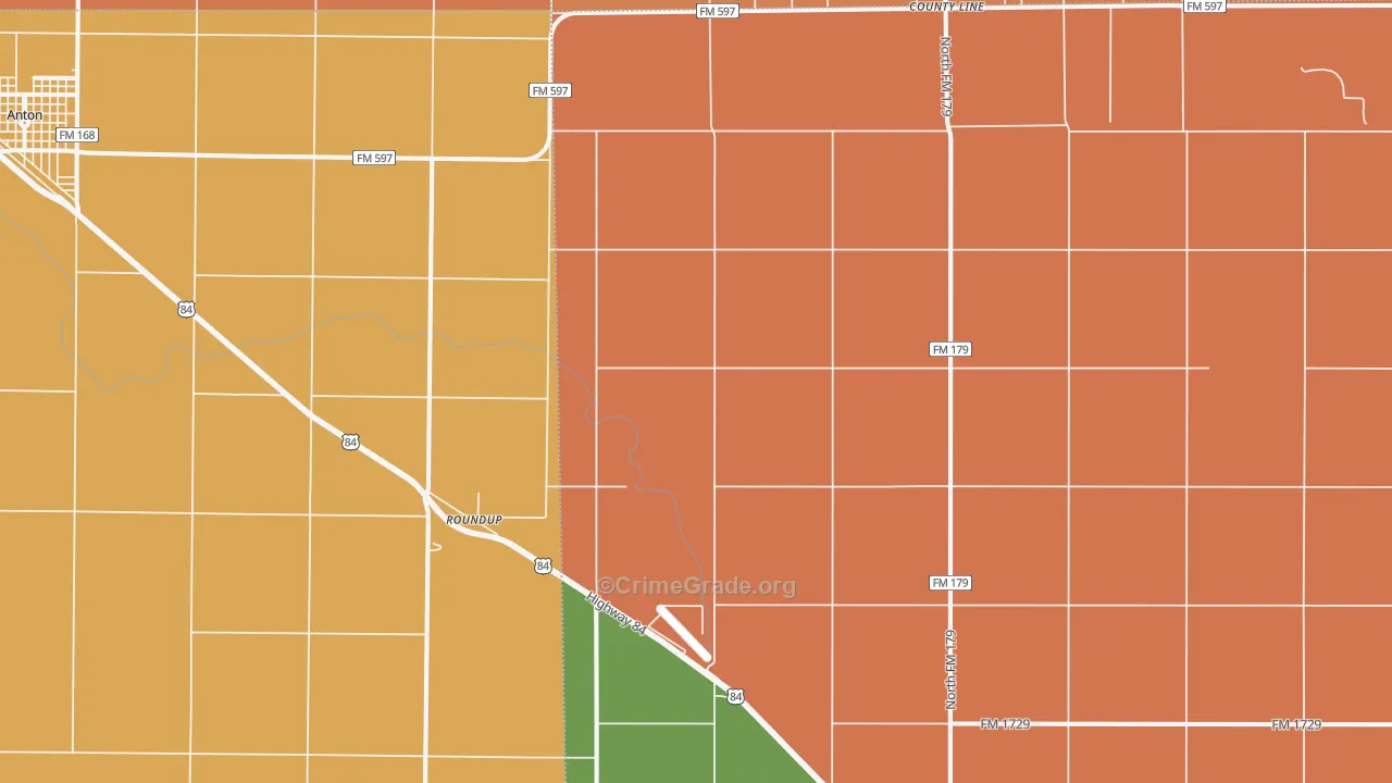 Roundup, TX Map of Vandalism Rates