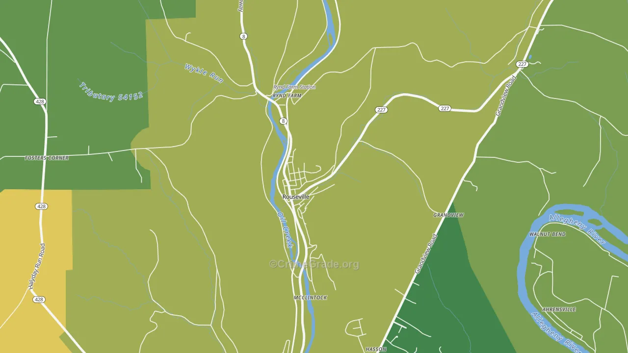 Rouseville, PA Map of Vandalism Rates