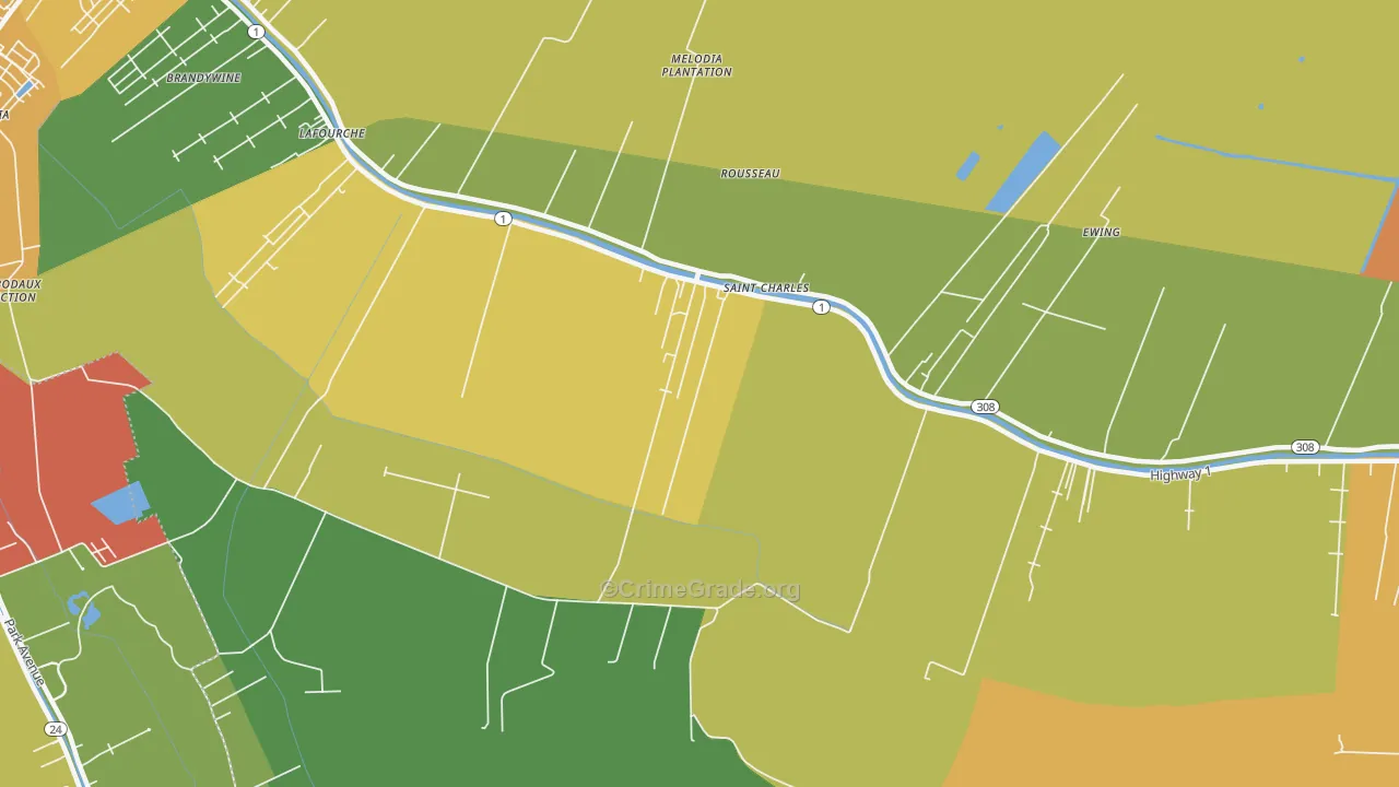 Rousseau, LA Map of Vandalism Rates
