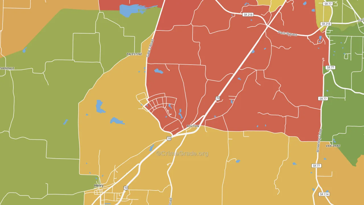 Routon, TN Map of Vandalism Rates