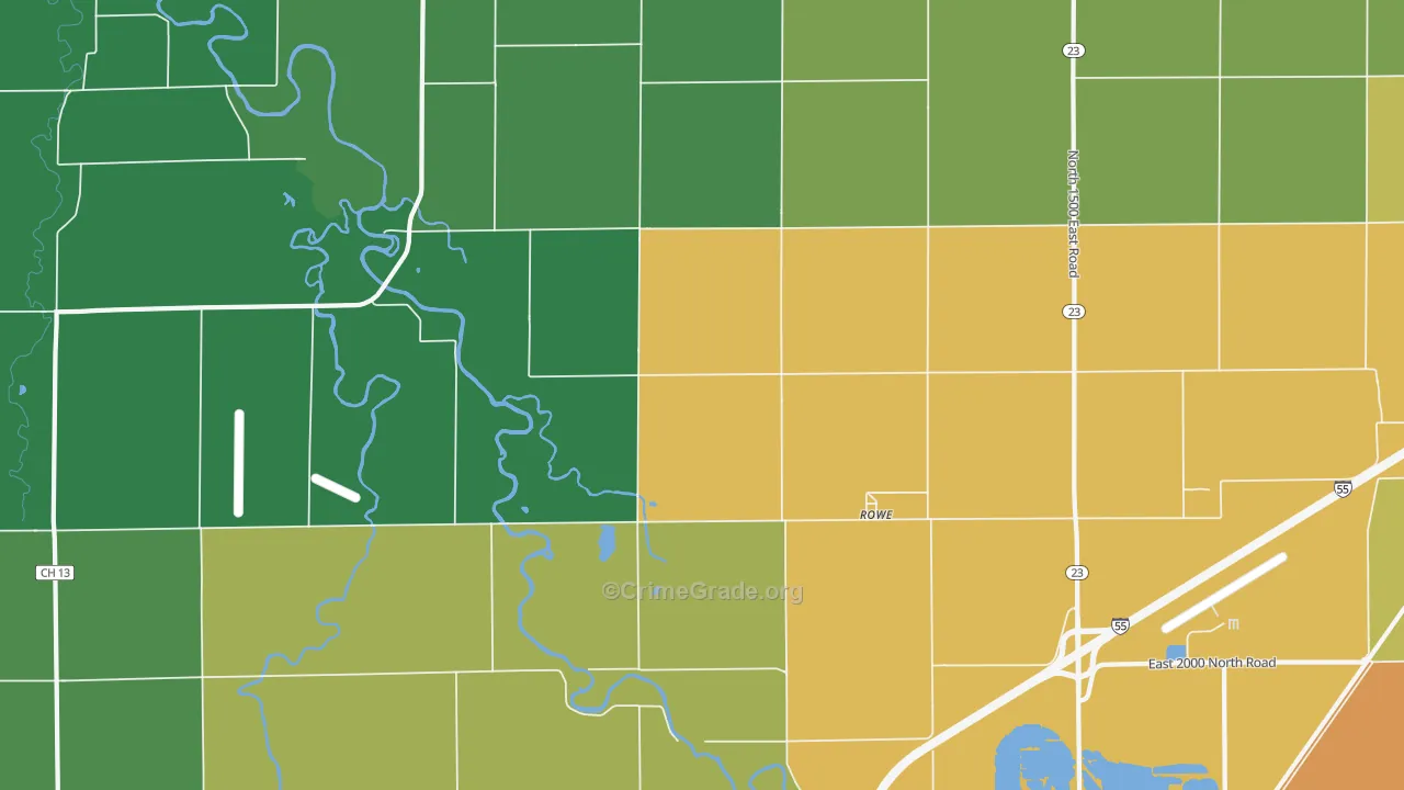 Rowe, IL Map of Vandalism Rates