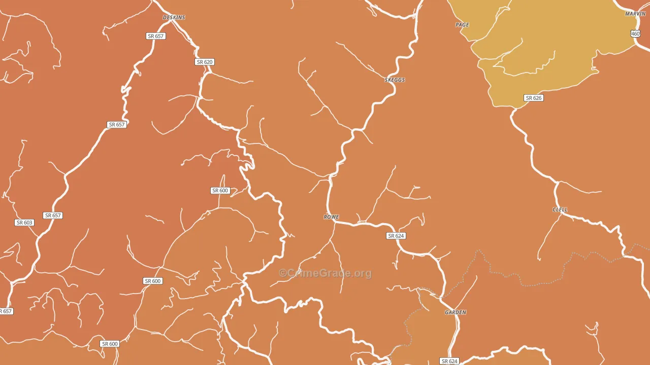 Rowe, VA Map of Vandalism Rates