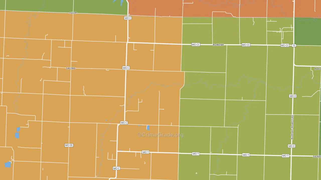 Rowena, MO Map of Vandalism Rates