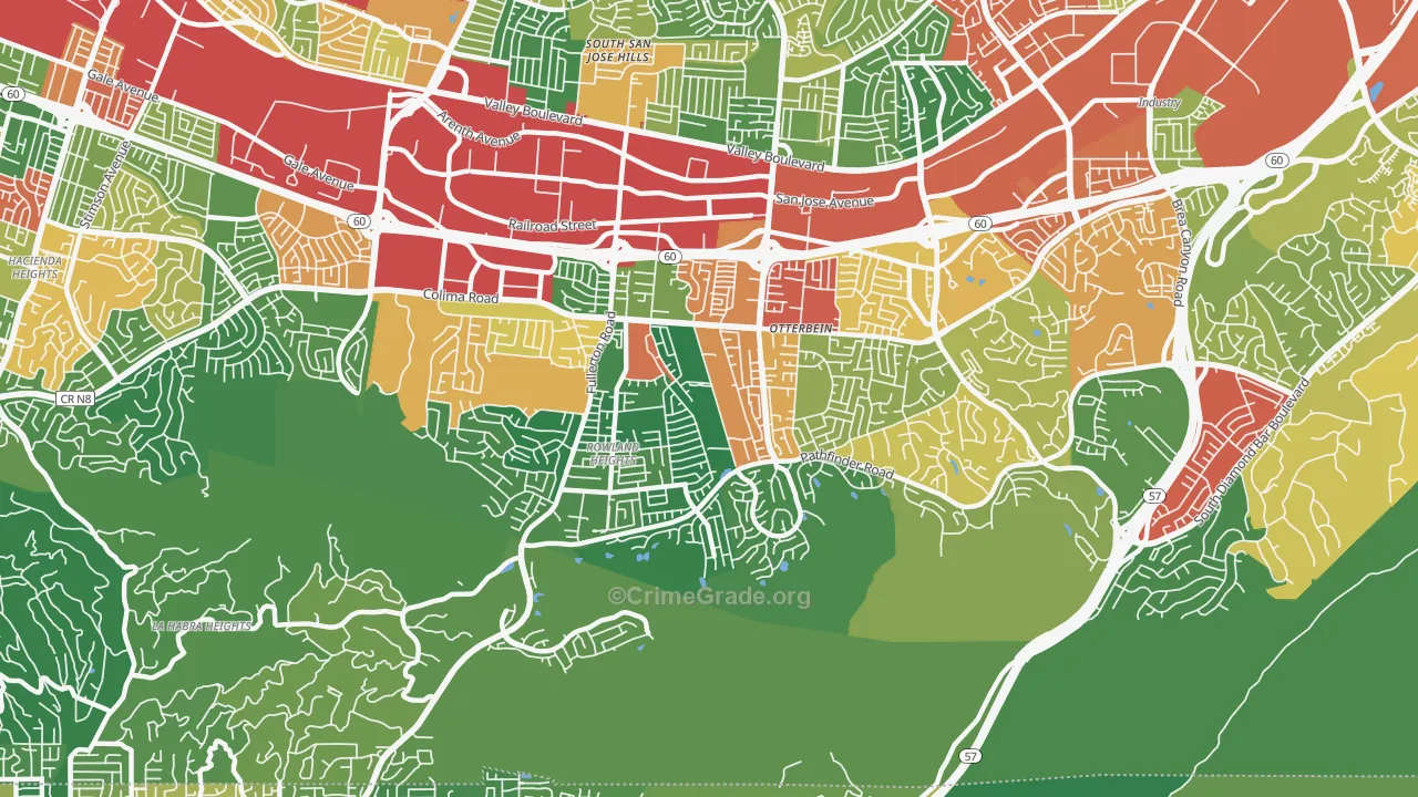 Rowland Heights, CA Map of Vandalism Rates