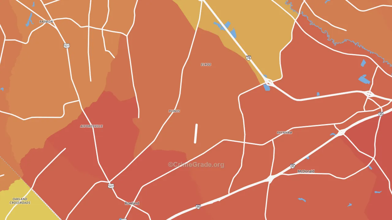 Rowland, NC Map of Vandalism Rates