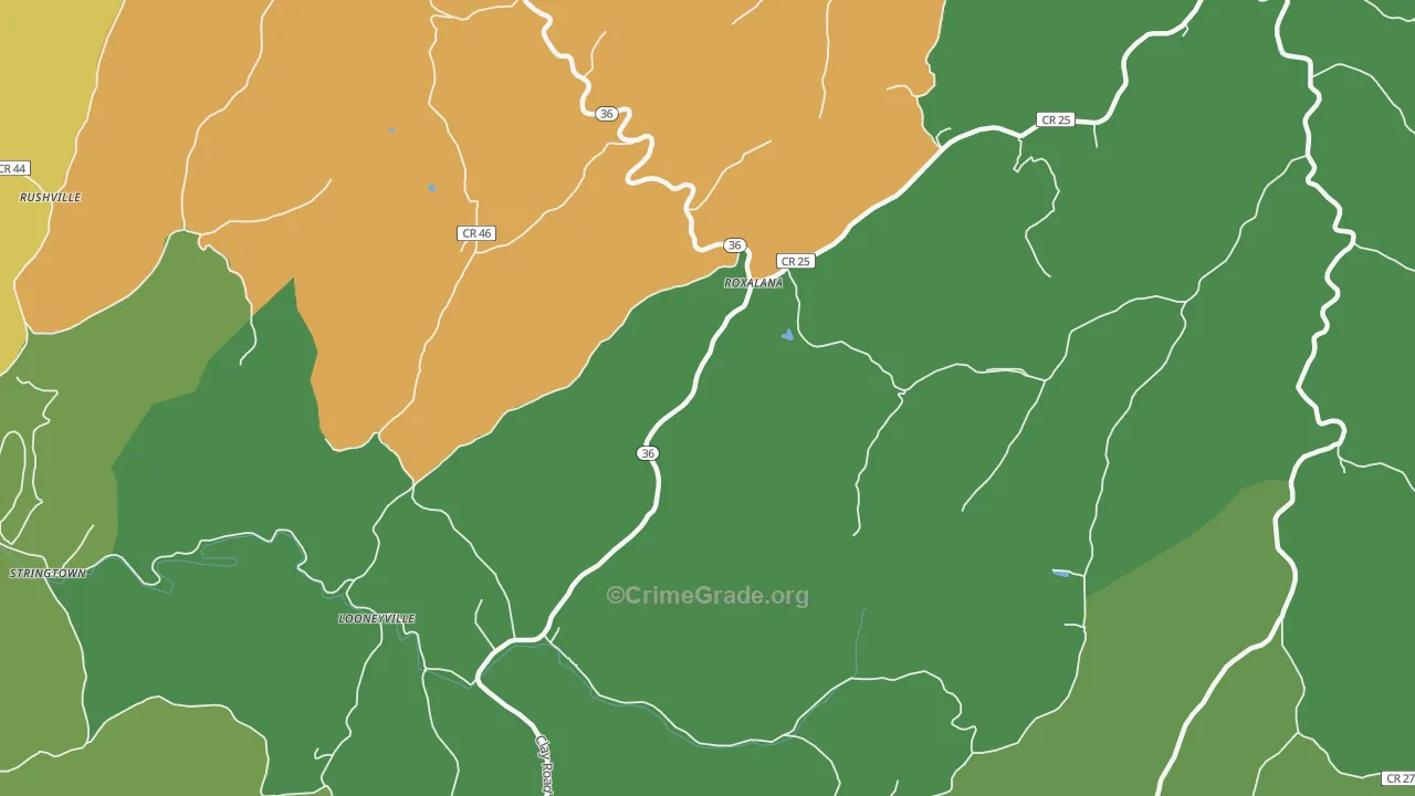 Roxalana, WV Map of Vandalism Rates
