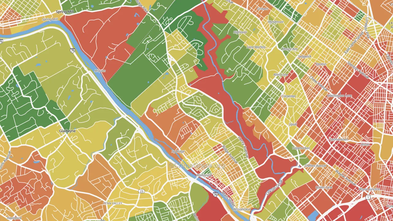 Roxborough, Philadelphia, PA Map of Vandalism Rates