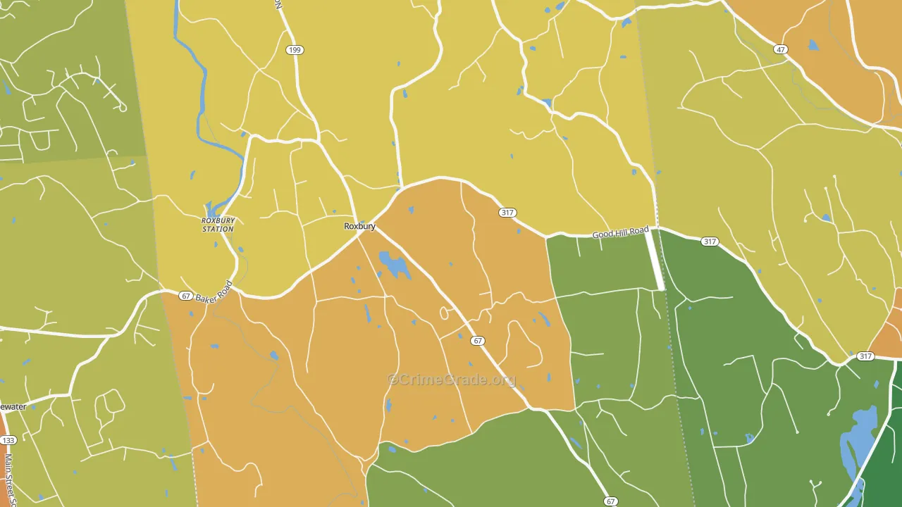 Roxbury, CT Map of Vandalism Rates
