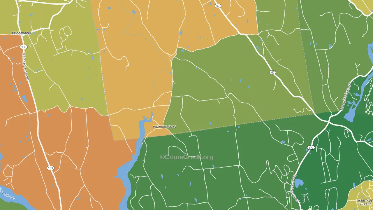 Roxbury Falls, CT Map of Vandalism Rates