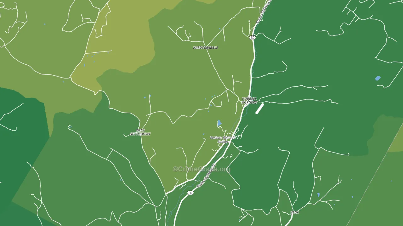 Roxbury, NY Map of Vandalism Rates