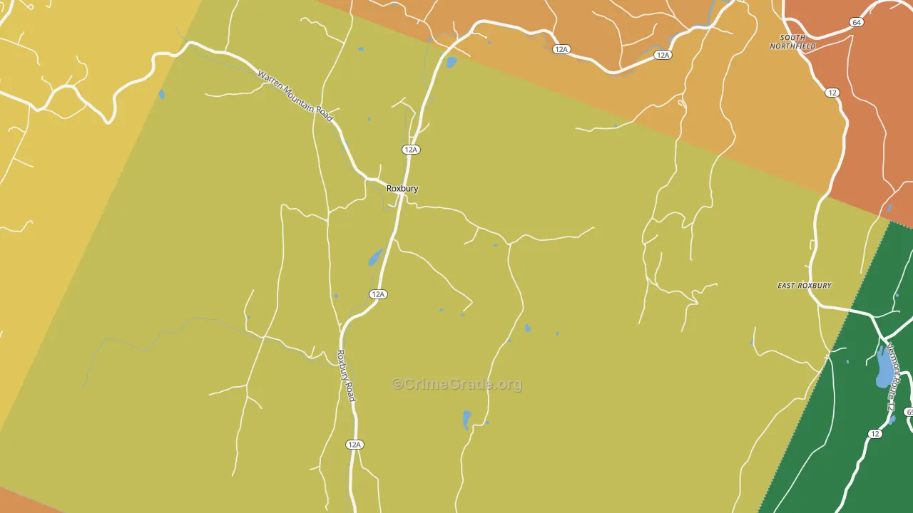 Roxbury, VT Map of Vandalism Rates