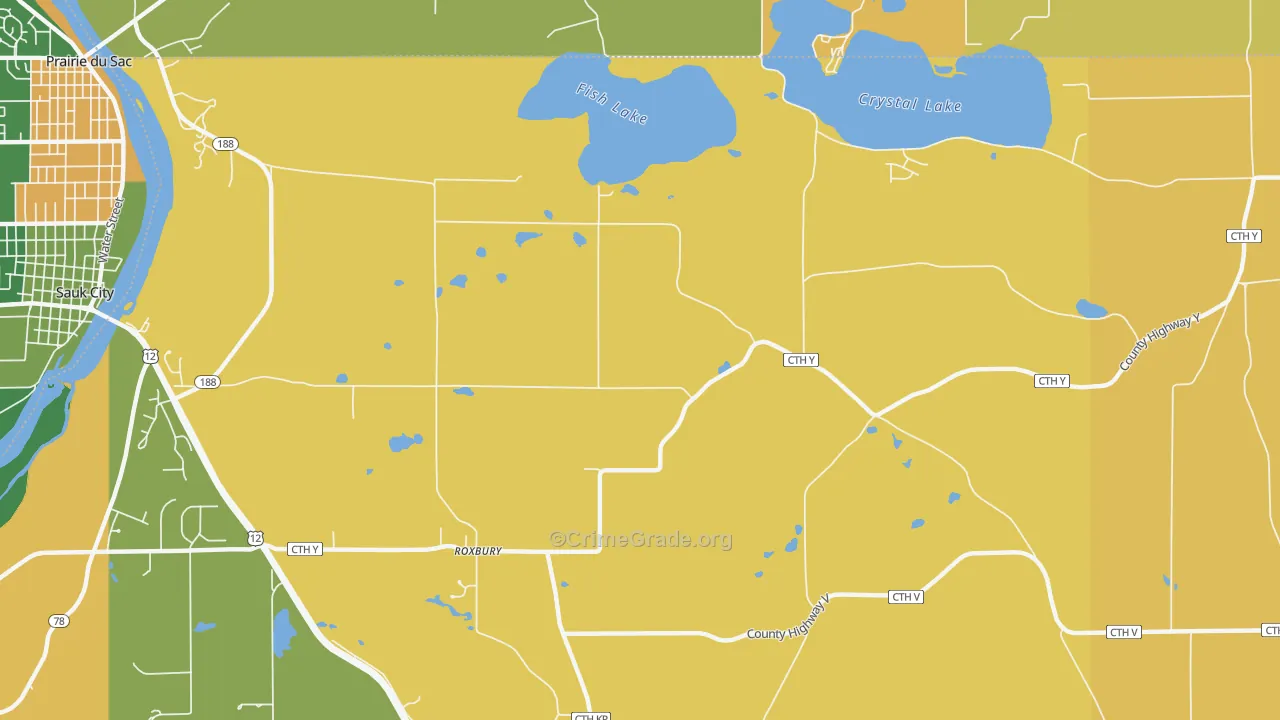 Roxbury, WI Map of Vandalism Rates