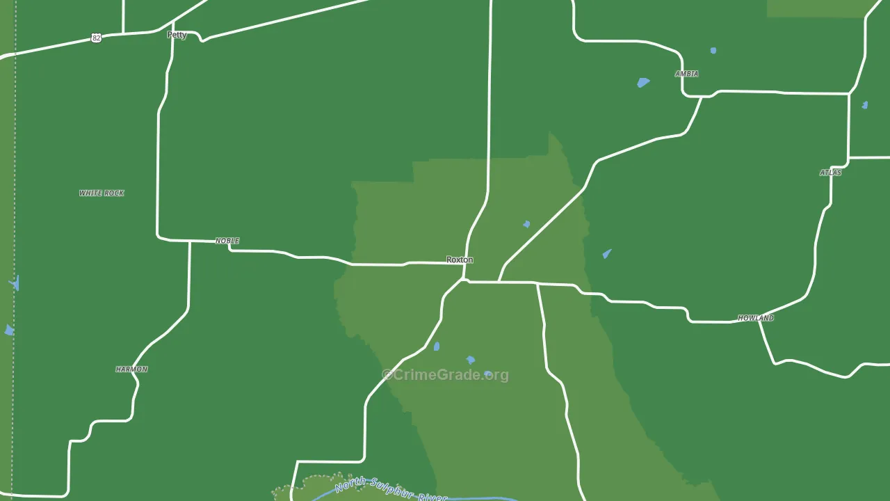 Roxton, TX Map of Vandalism Rates