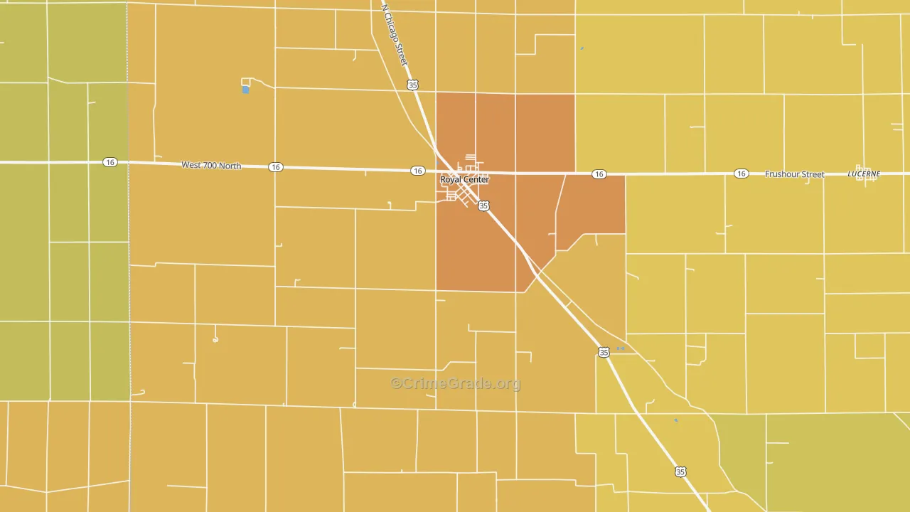 Royal Center, IN Map of Vandalism Rates