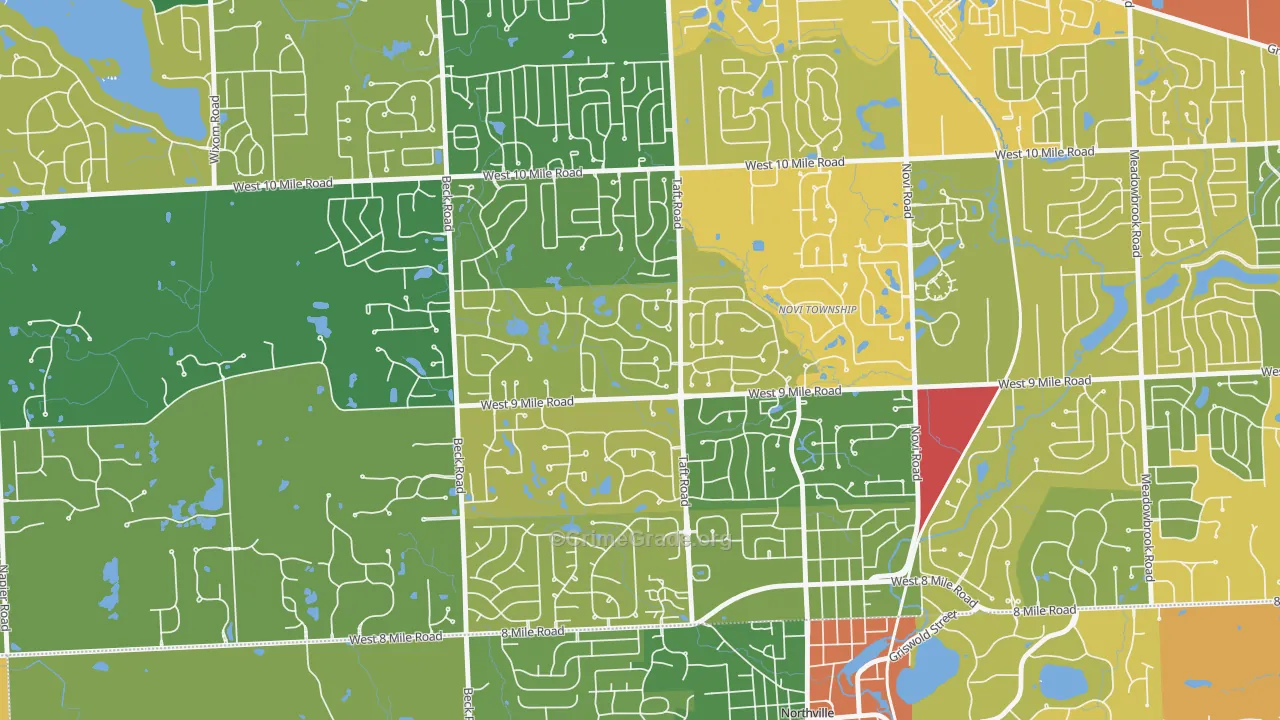 Royal Crown Estates, Novi, MI Map of Vandalism Rates