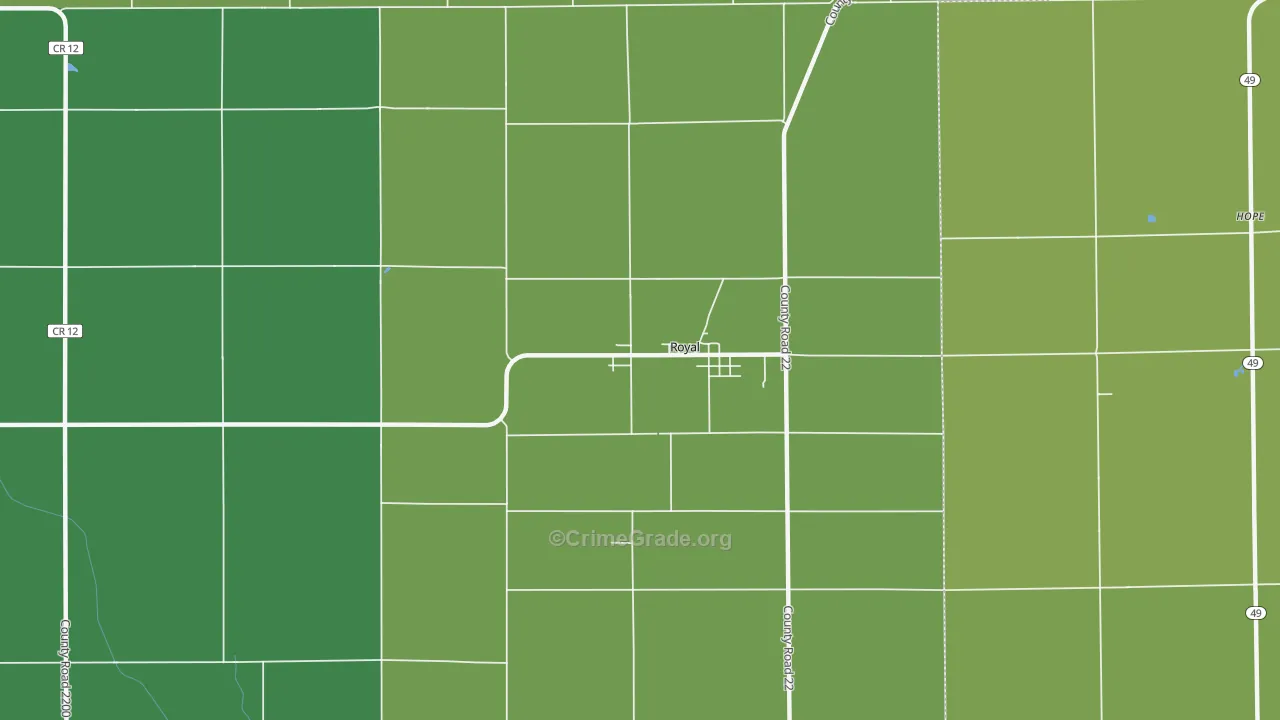 Royal, IL Map of Vandalism Rates