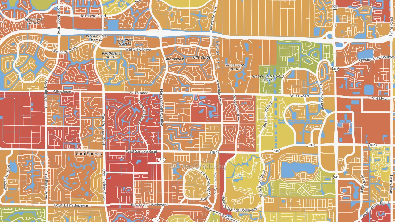 Royal Land, Coral Springs, FL Map of Vandalism Rates