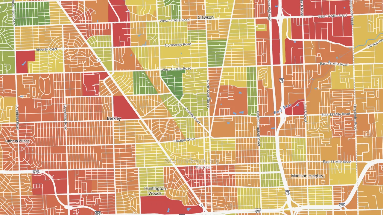 Royal Oak, MI Map of Vandalism Rates