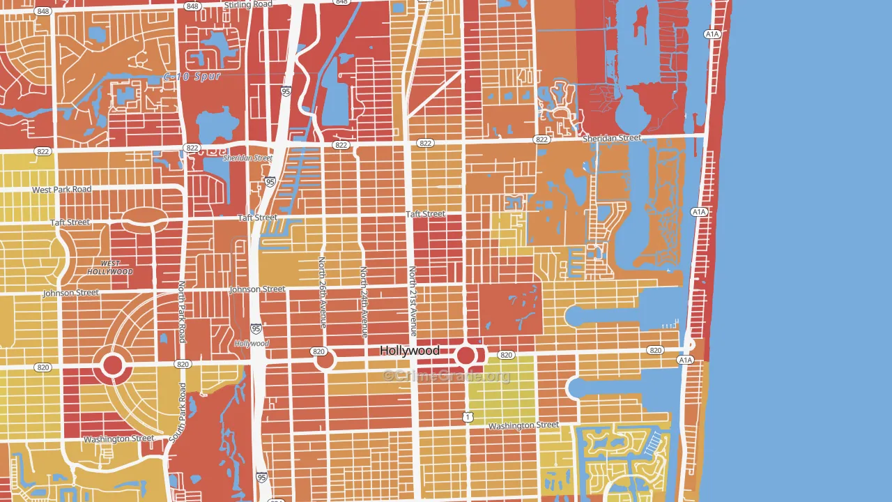 Royal Poinciana, Hollywood, FL Map of Vandalism Rates