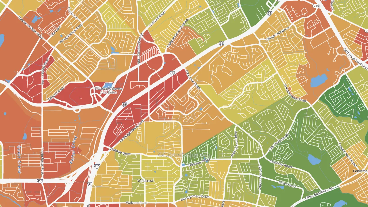 Royal Ridge, San Antonio, TX Map of Vandalism Rates