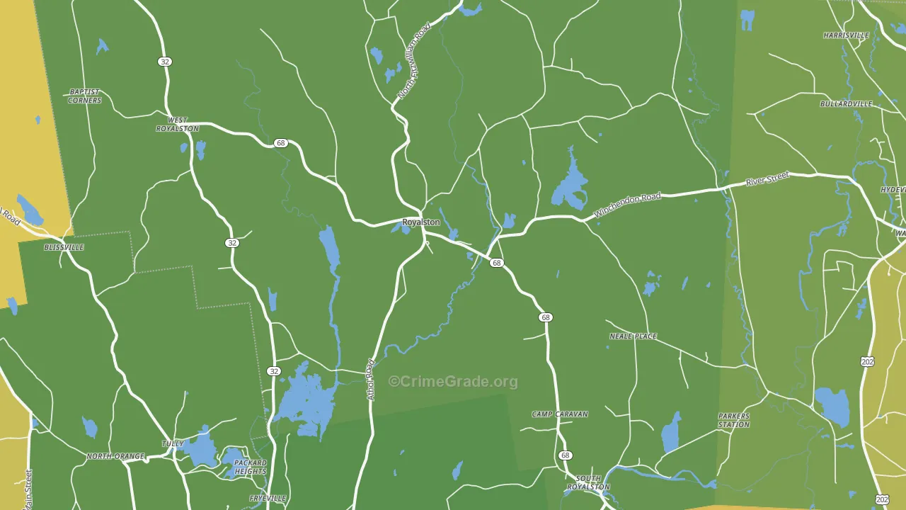 Royalston, MA Map of Vandalism Rates