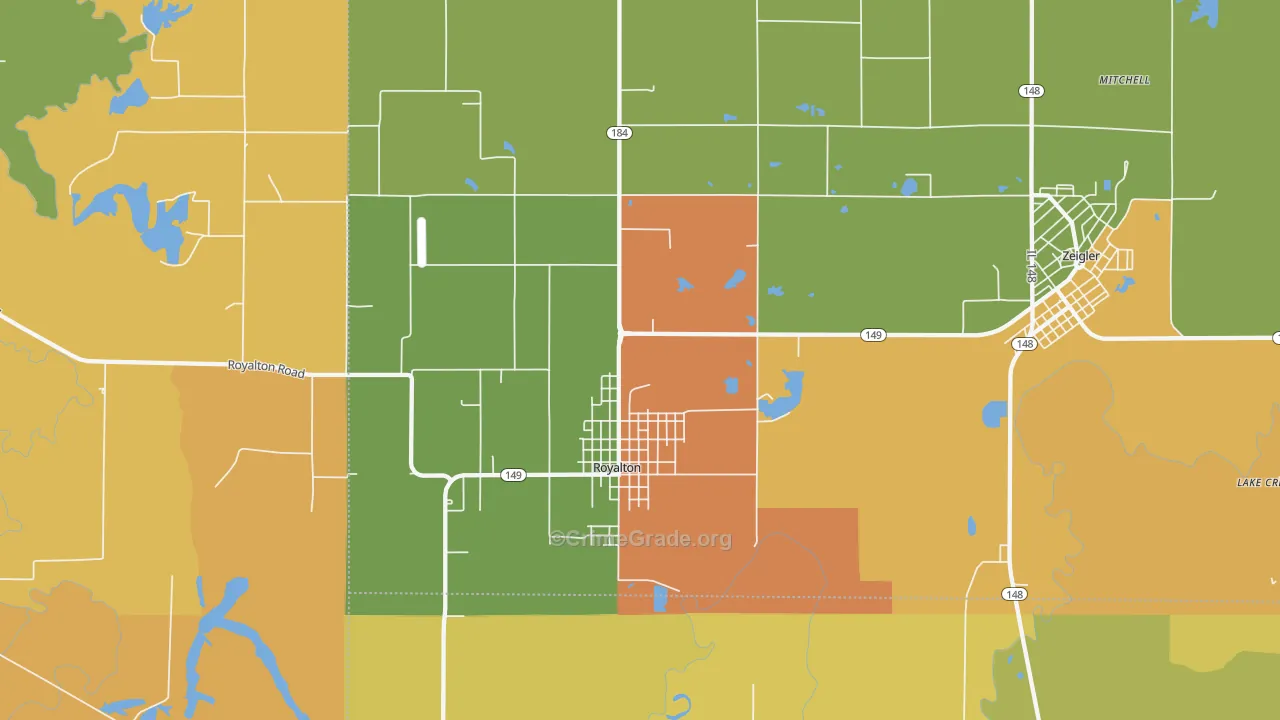 Royalton, IL Map of Vandalism Rates